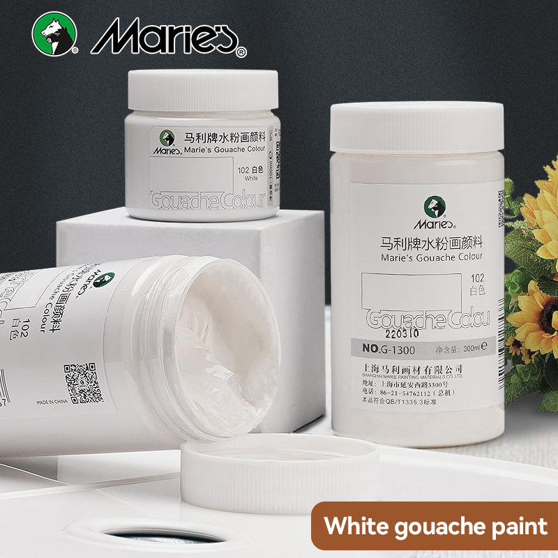 Gouache Paint Set - Pintura Gouache blanca, botellas de 100ml/300ml,