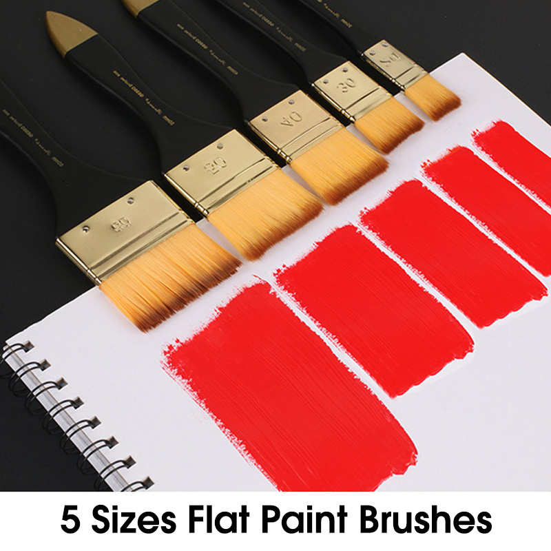 Pinceles planos de 5 tamaños,  - Gouache Paint Set reseña y precio